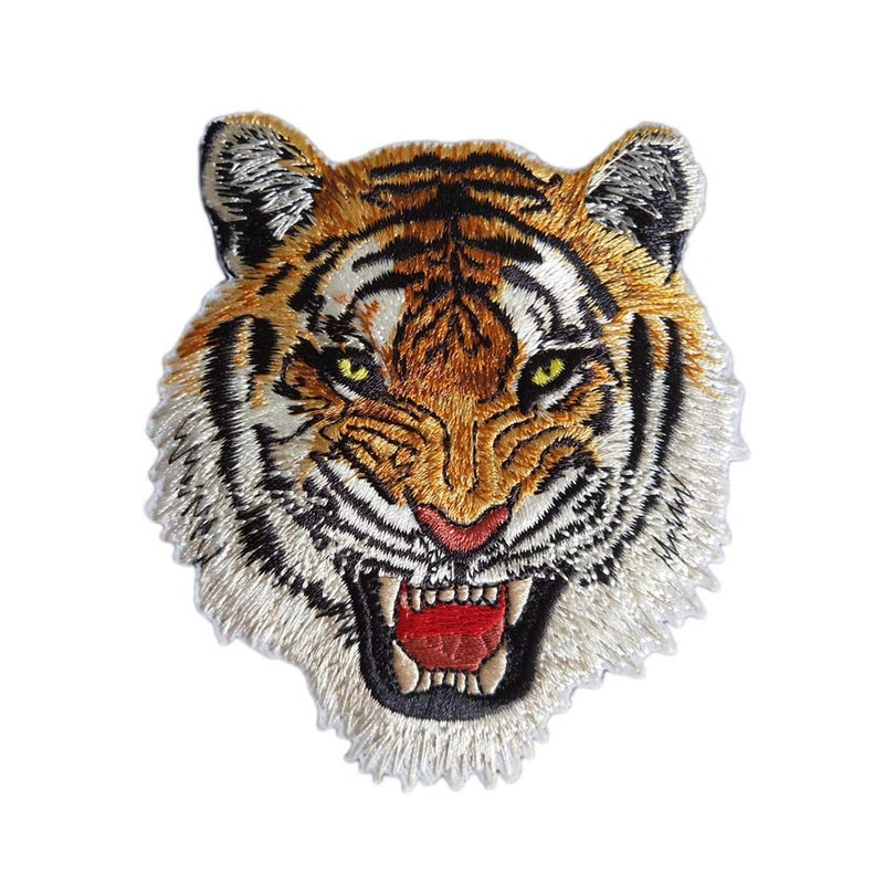 Lorigun 2Pcs DIY Tiger Iron-On Patch Embroidered Appliques Clothes Patches Clothes Sewing Embroidery Process - Image 1